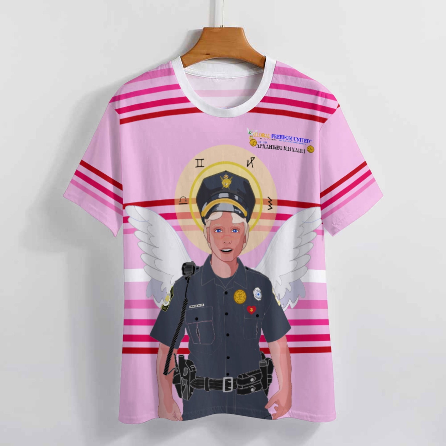 Women´s T-shirt  GLOBAL FREEDOM UNITED© Archangel Michael Serbia V4 Pink1
