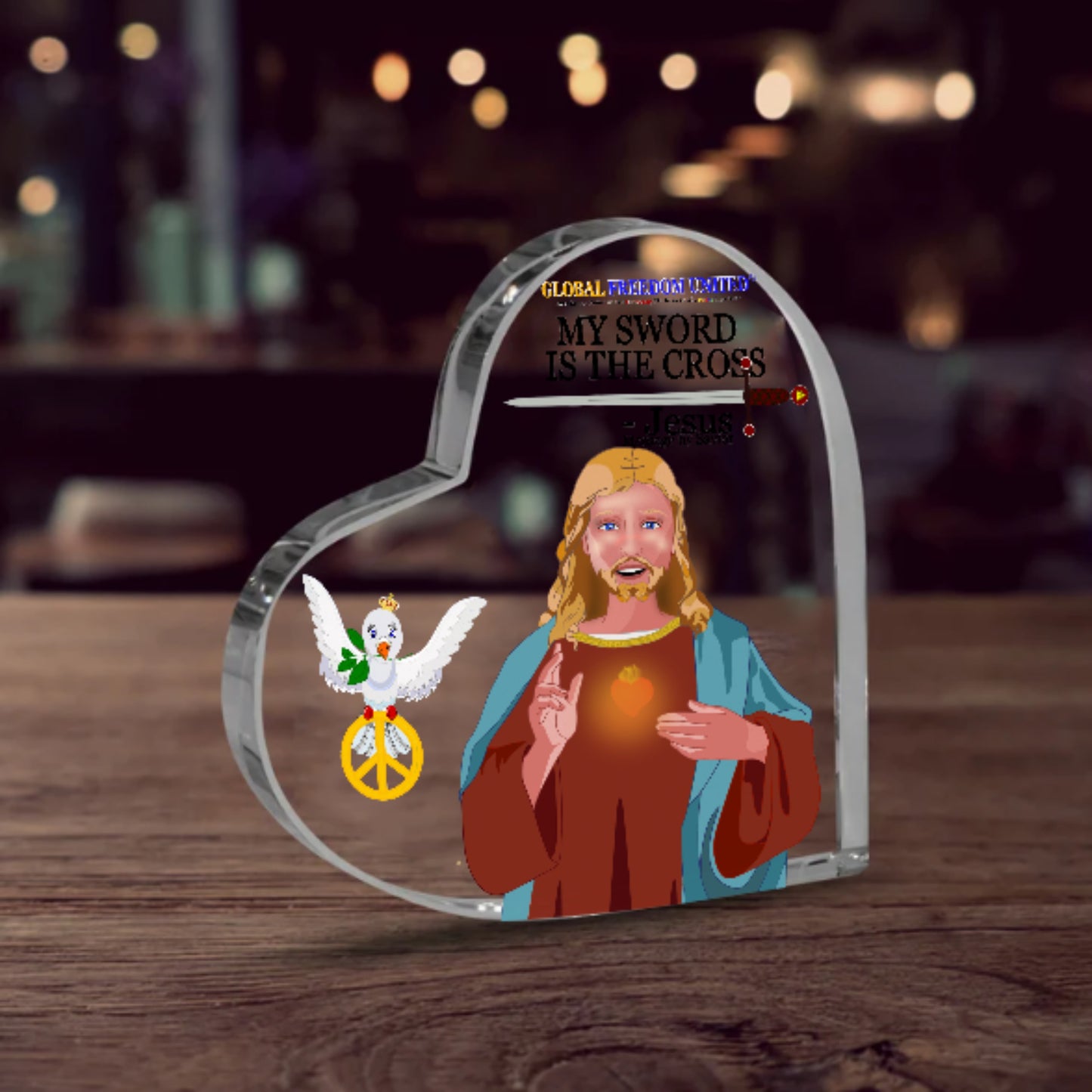 Acryl Heart GLOBAL FREEDOM UNITED© Jesus Christ My Cross Is My Sword1