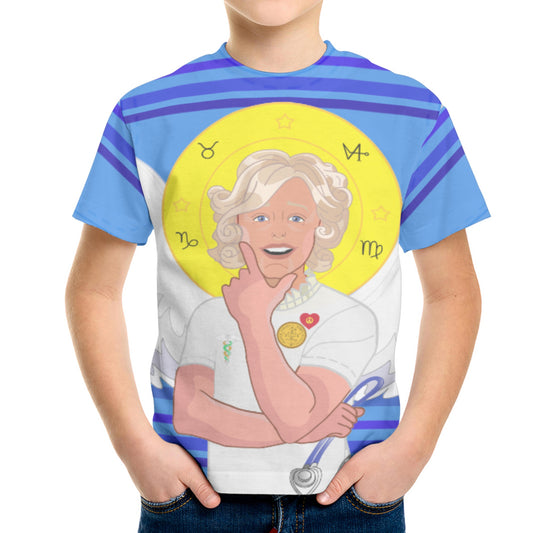 Kid´s T-shirt 2 GLOBAL FREEDOM UNITED© Archangel Gabriel Latin Deep Blue