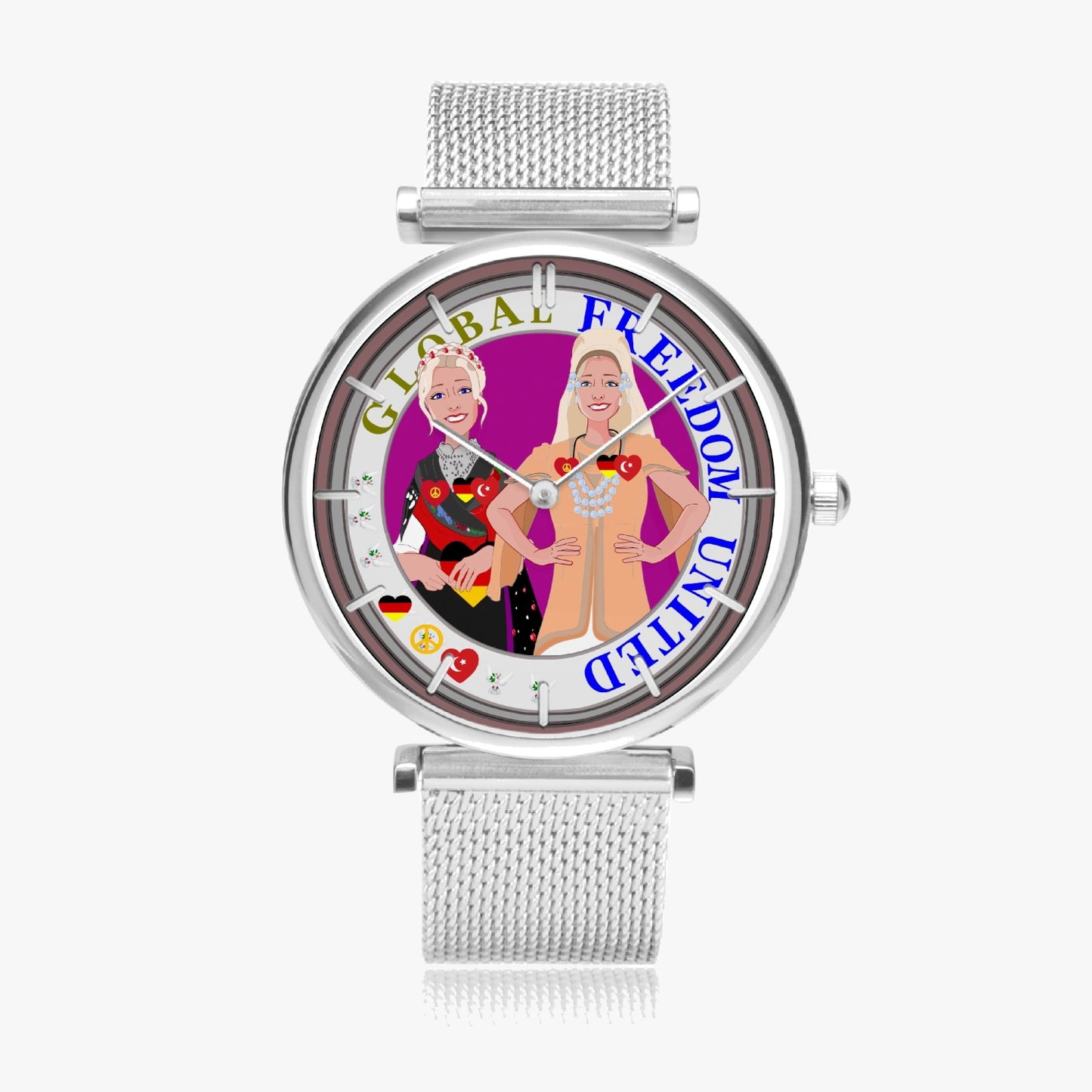 GLOBAL FREEDOM UNITED© New Stylish Ultra-Thin Quartz Watch (With Indicators) Women Turkey & Germany