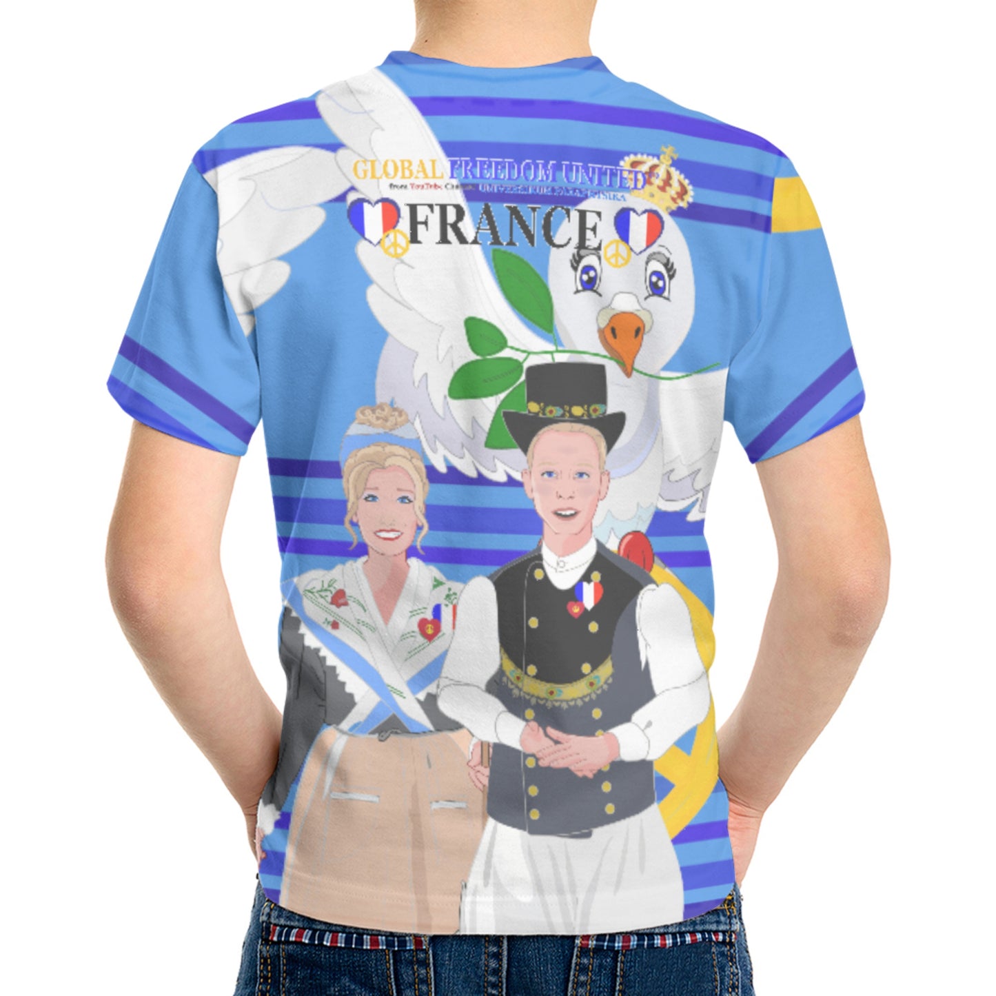 Kit´s T-shirt GLOBAL FREEDOM UNITED© Couple French Blue