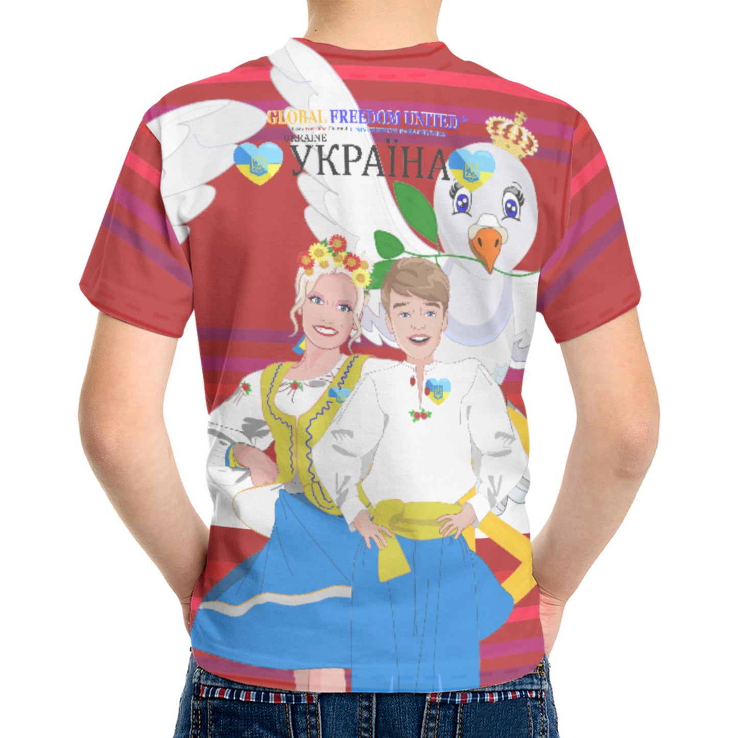 Kid´s T-shirt GLOBAL FREEDOM UNITED© Couple Ukrain Red