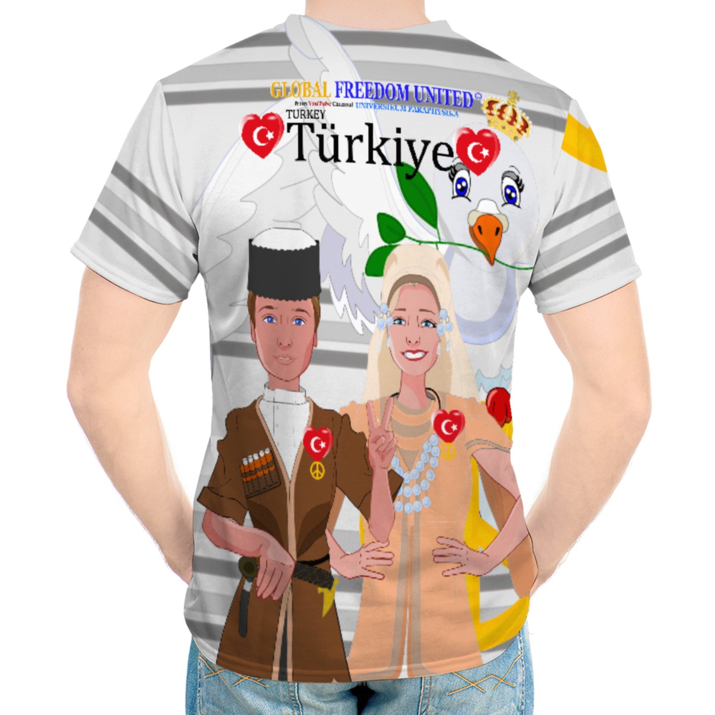Men´s T-shirt GLOBAL FREEDOM UNITED© Couple Turkey Grey