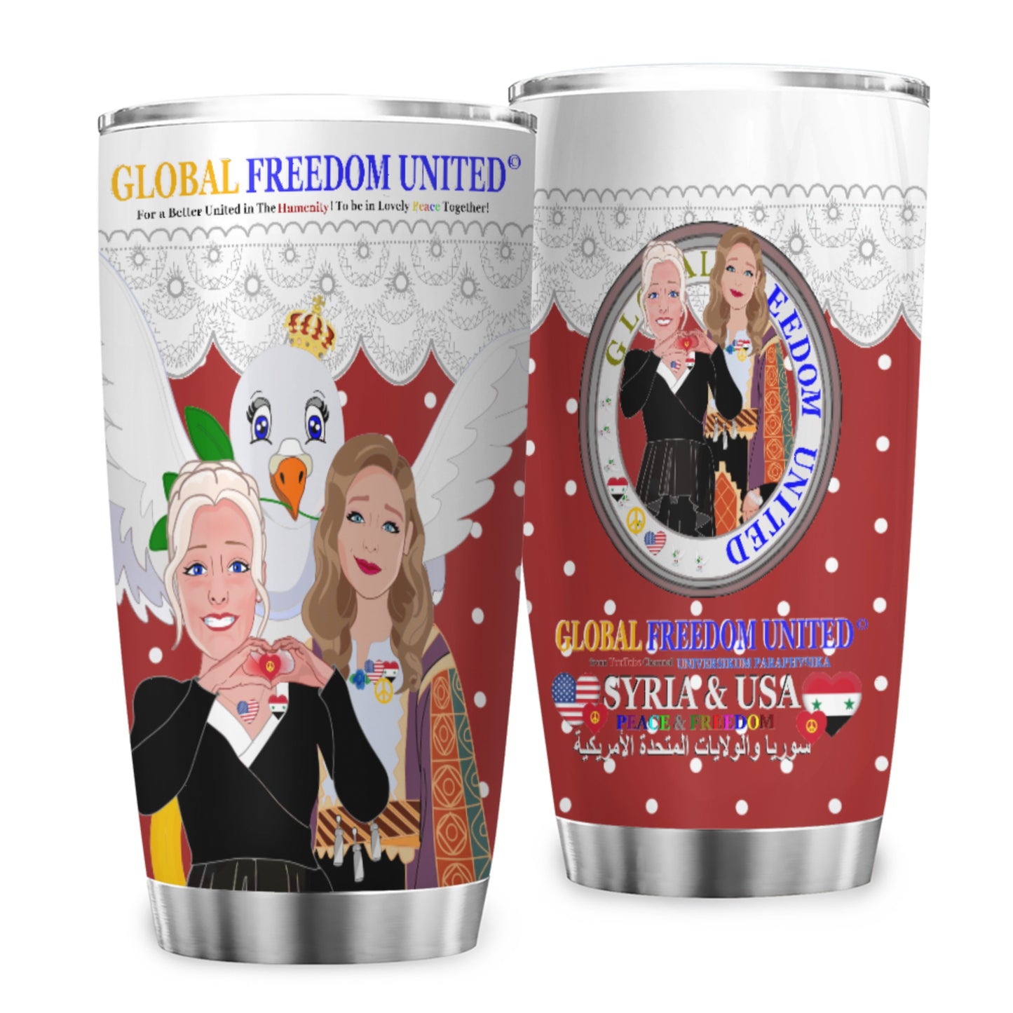 Tumbler GLOBAL FREEDOM UNITED© Women Syria & USA Red