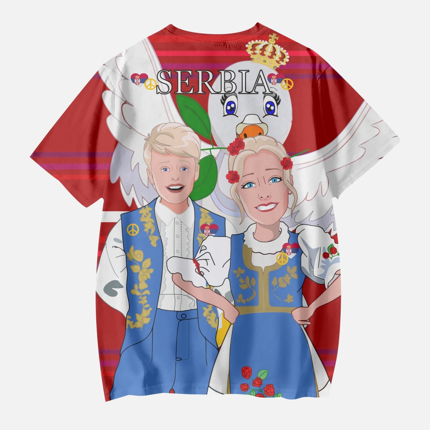 AOP Kids' Short T-Shirts GLOBAL FREEDOM UNITED COUPLE EDITION SERBIA RED