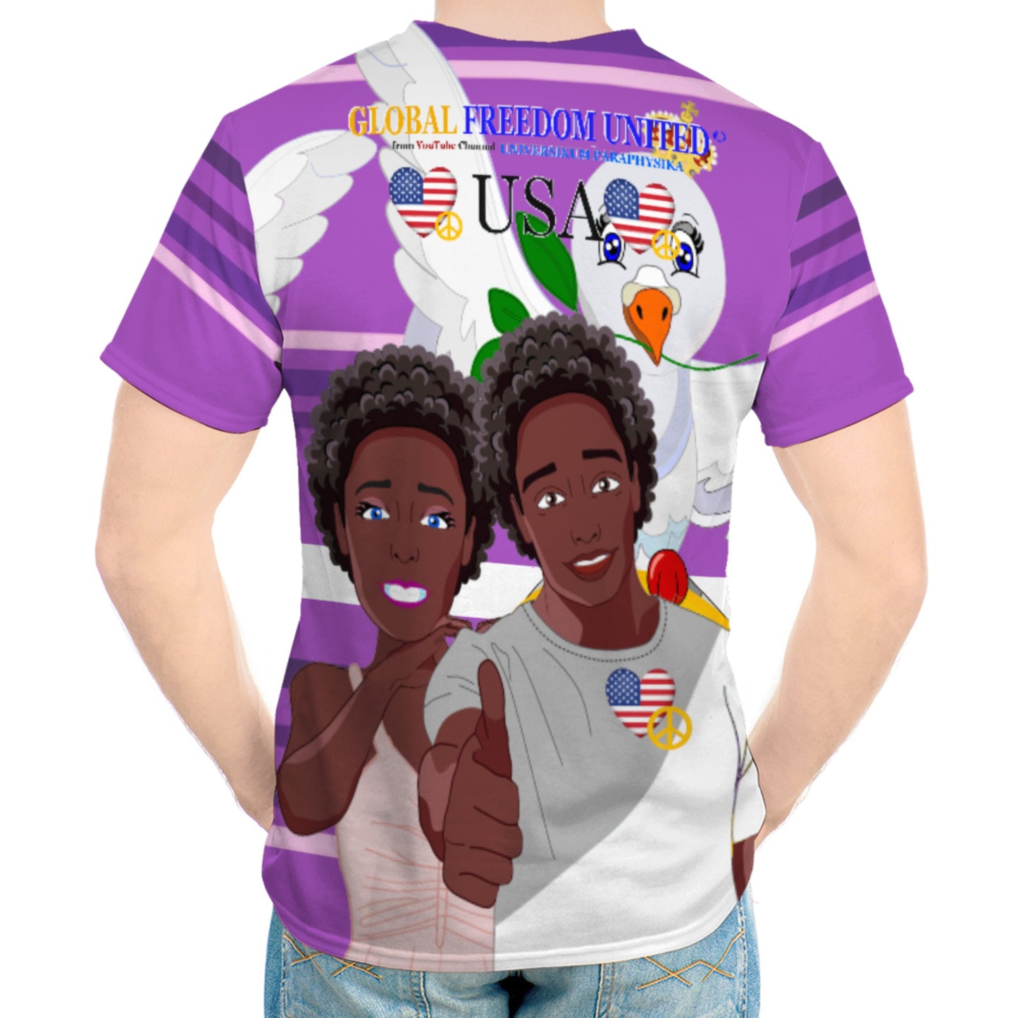 Men´s T-shirt GLOBAL FREEDOM UNITED© Couple USA Afro American Lilac