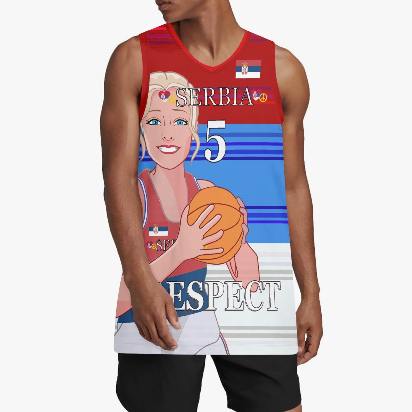 Basketball Jersey GLOBAL FREEDOM UNITED COUPLE EDITION WOMEN SERBIA v1 5