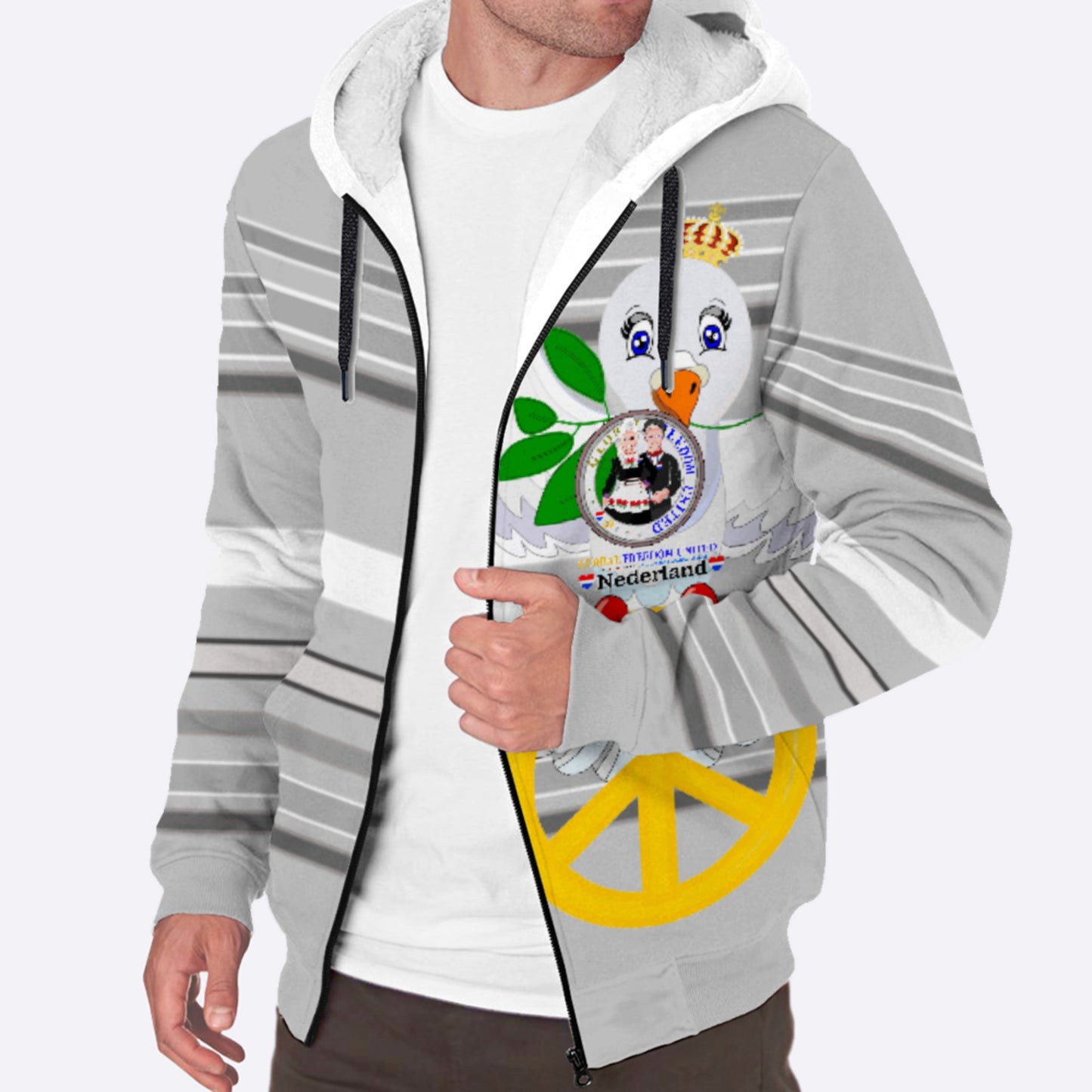 Plush Hoodie GLOBAL FREEDOM UNITED© Couple Nederland  Grey