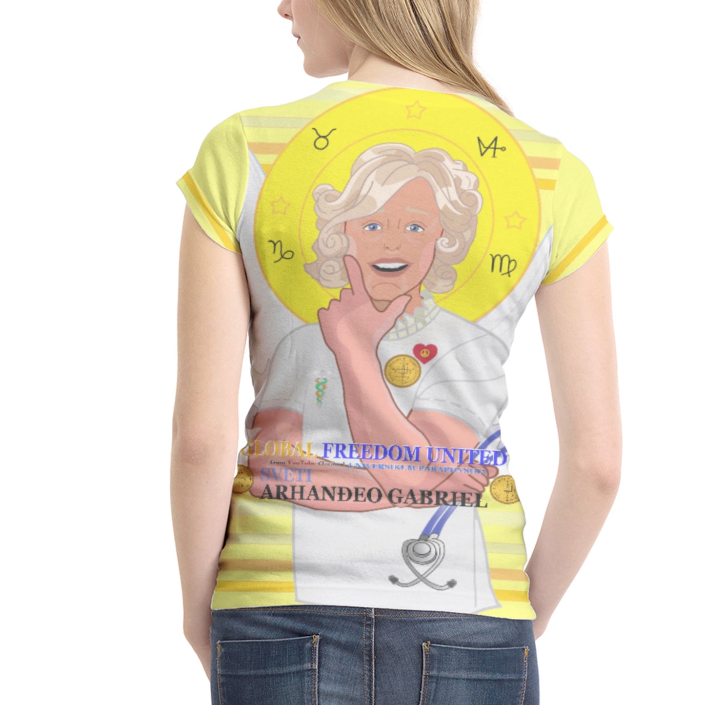 Women´s T-shirt 1 GLOBAL FREEDOM UNITED© Archangel Gabriel Croatia Yellow