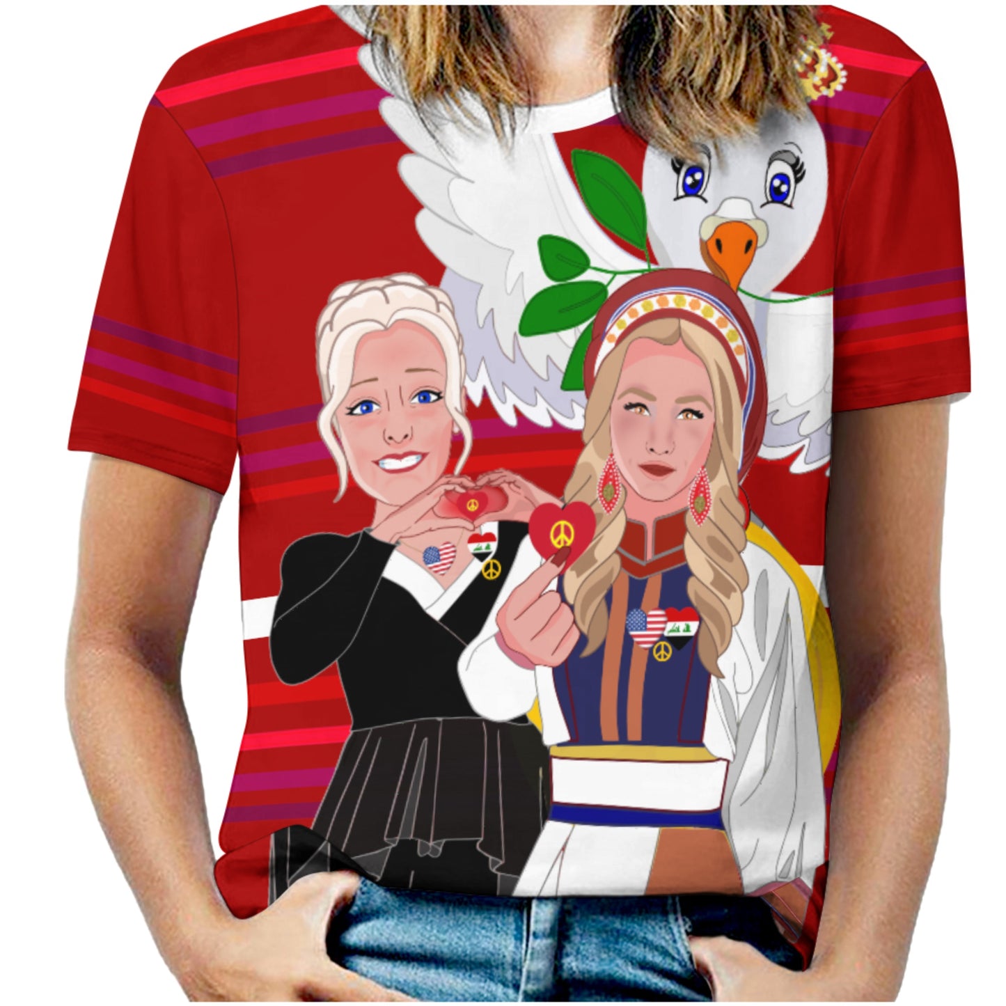 Women´s T-Shirt 3 GLOBAL FREEDOM UNITED© Women Iraq & USA Red