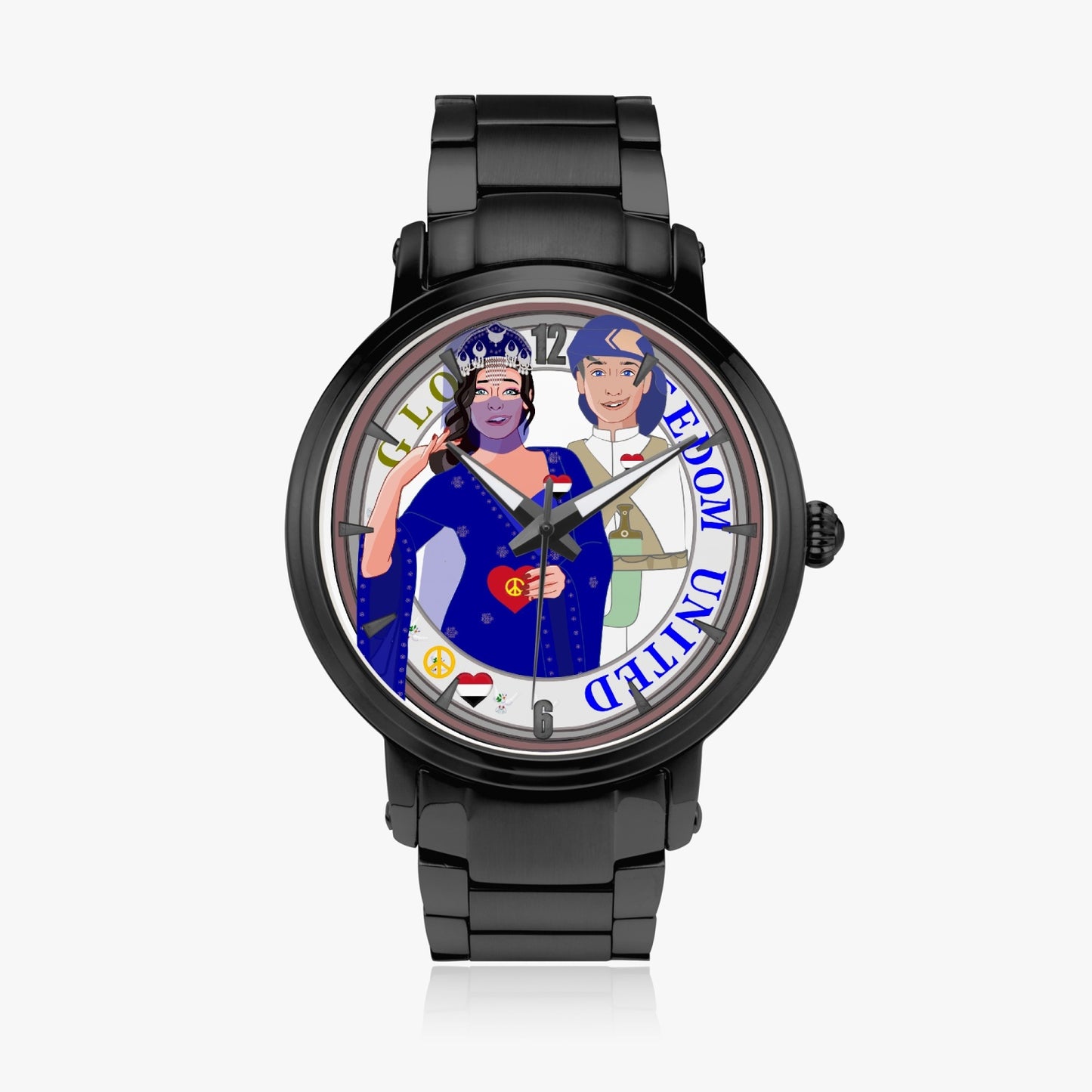 GLOBAL FREEDOM UNITED© Couple Yemen New Steel Strap Automatic Watch (With Indicators)