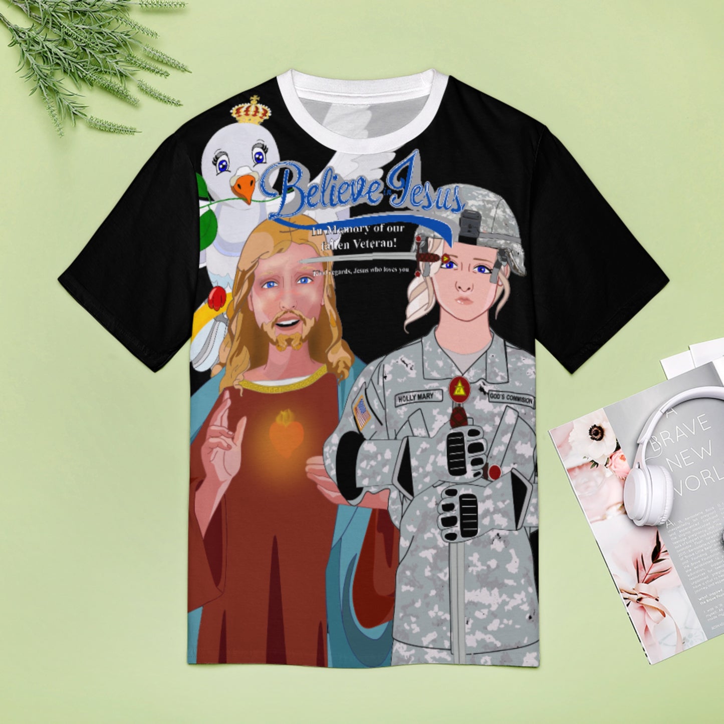 Women´s T-Shirt GLOBAL FREEDOM UNITED© Jesus Christ For Fallen US American Soldiers Black