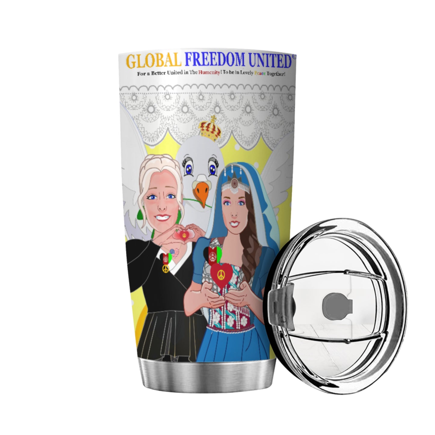 Tumbler GLOBAL FREEDOM UNITED© Women Afghanistan & USA Yellow