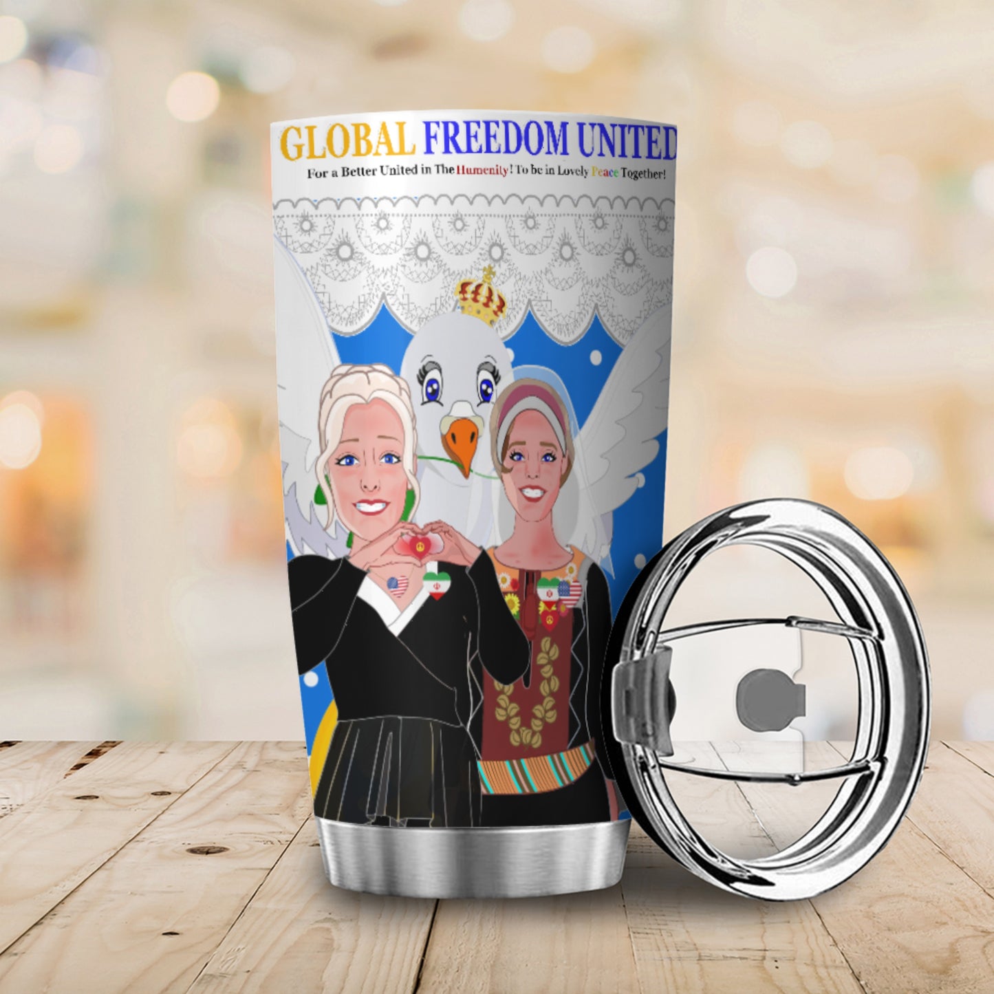 Tumbler GLOBAL FREEDOM UNITED© Women Iran & USA Blue