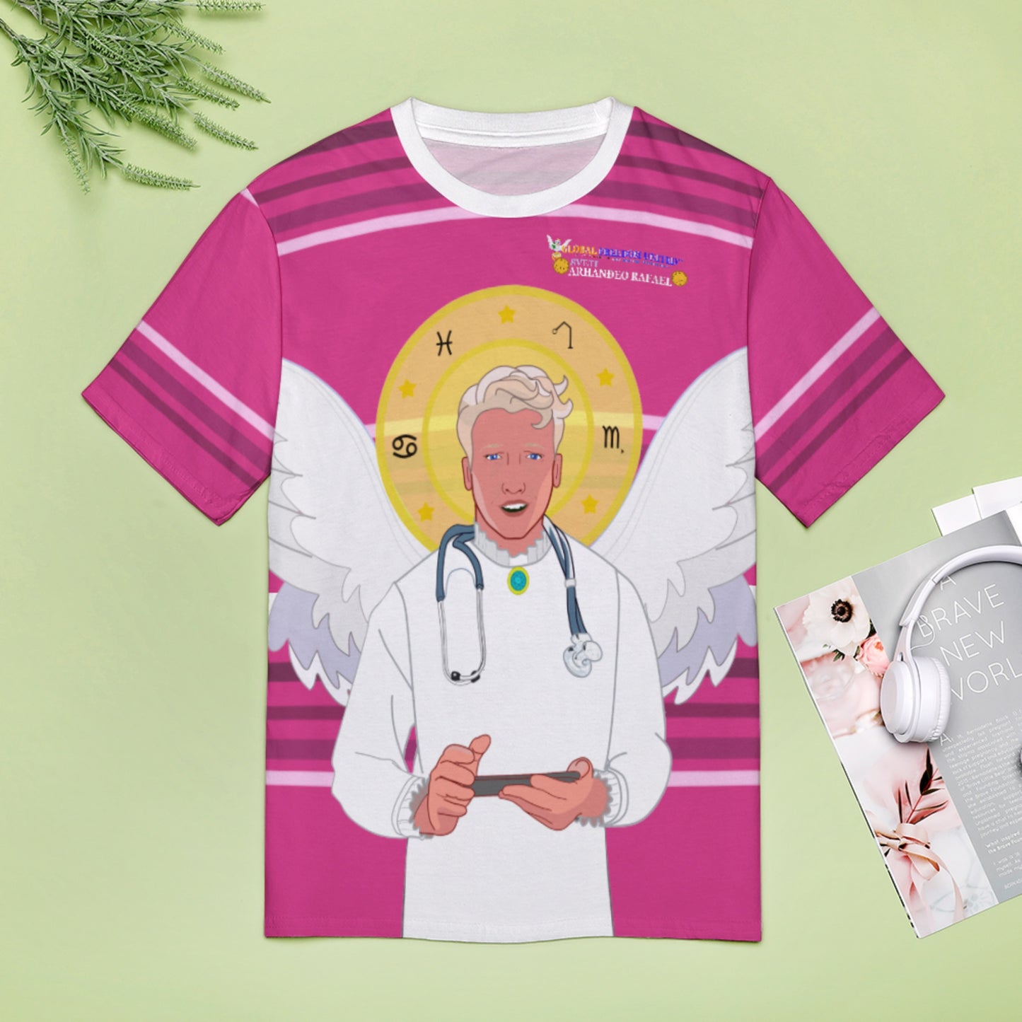 Women´s T-shirt GLOBAL FREEDOM UNITED© Archangel Rafael Croatia Pink2