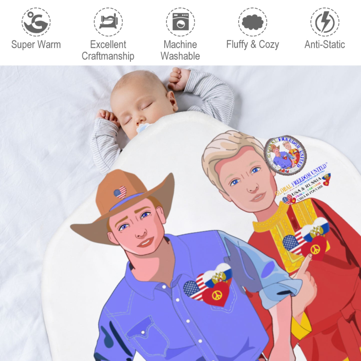Blanket For Kids GLOBAL FREEDOM UNITED© Men Russia & USA
