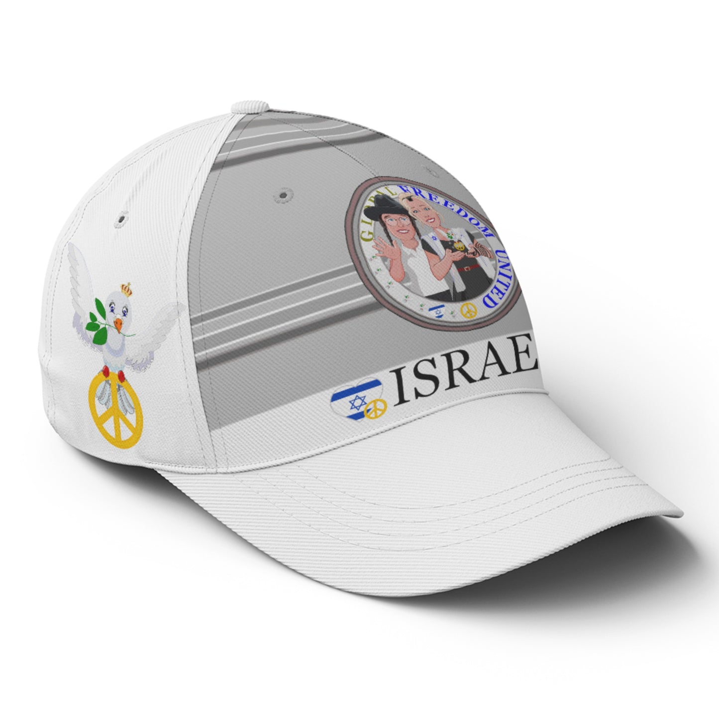 Basketball Cap GLOBAL FREEDOM UNITED© Couple Israel Grey