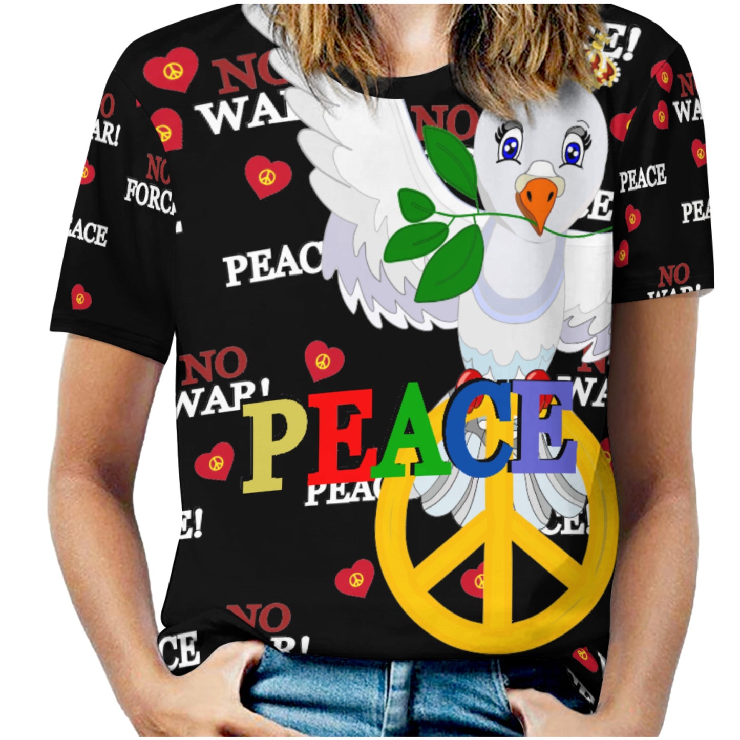 Women´s T-shirt GLOBAL FREEDOM UNITED© Dove Of Peace V1 Black