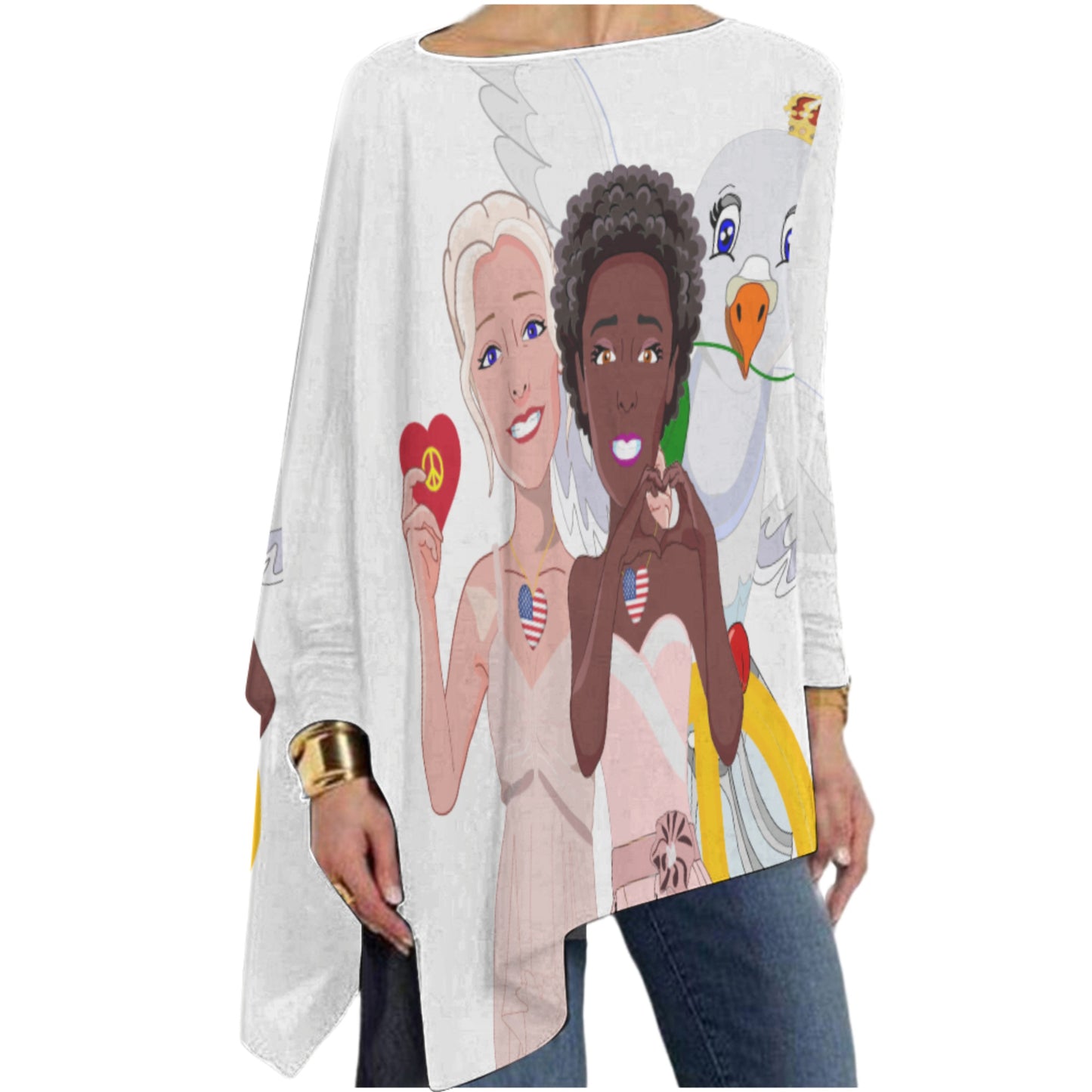 Pullover Long Sleeve T-shirt GLOBAL FREEDOM UNITED© Women Anti Racism & Fascism USA Big