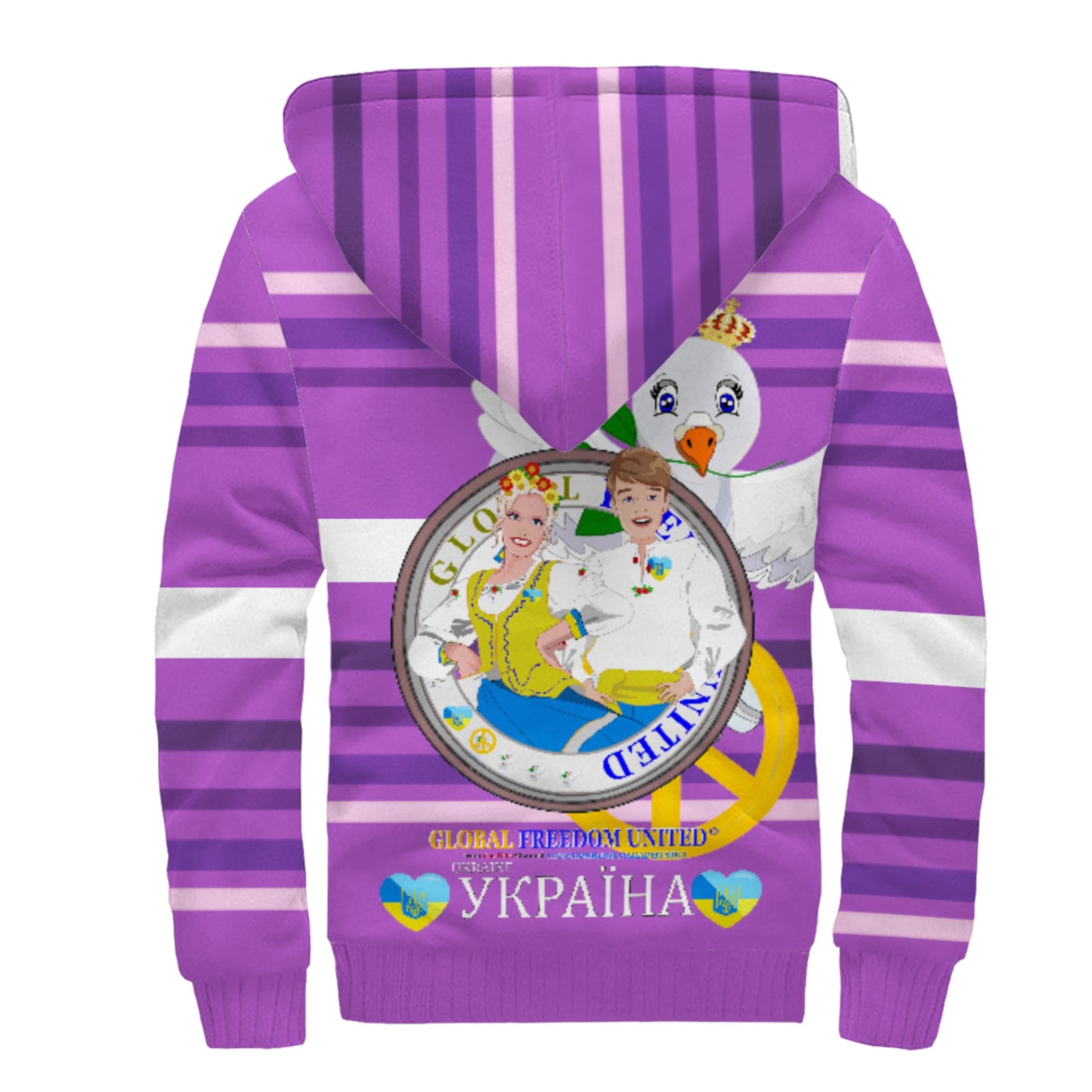 Plush Hoodie GLOBAL FREEDOM UNITED© Couple Ukrain Lilac