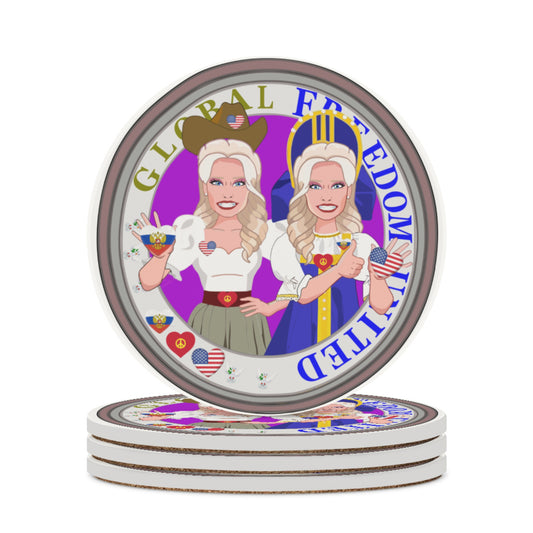 Ceramic Coasters GLOBAL FREEDOM UNITED© Women Russia & USA