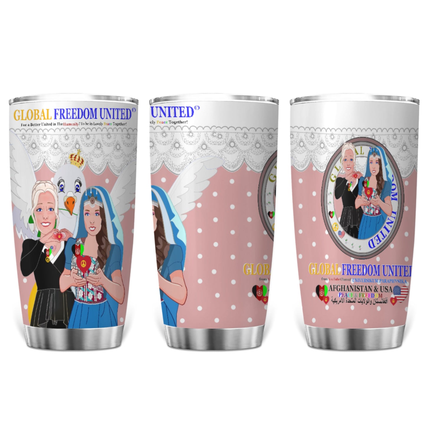 Tumbler GLOBAL FREEDOM UNITED© Women Afghanistan & USA Pink1