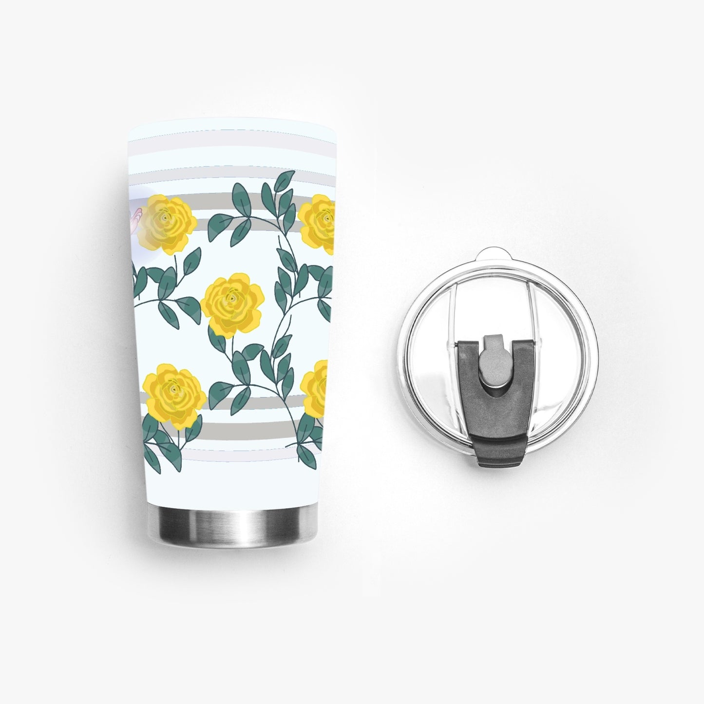 Tumbler GLOBAL FREEDOM UNITED© UNIVERSIKUM PARAPHYSIKA SPIRITUEL Yellow ROSES with Skarabeus Beetle