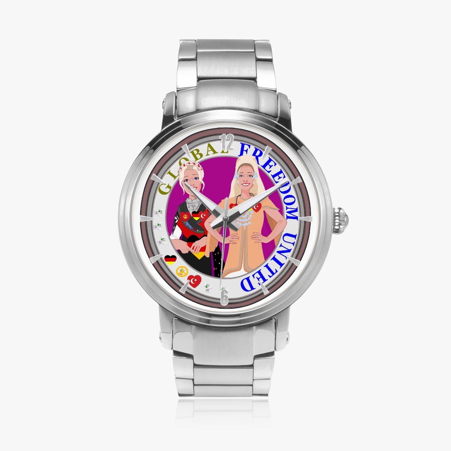 New Steel Strap Automatic Watch (With Indicators) GLOBAL FREEDOM UNITED GERMANY & TURKEY