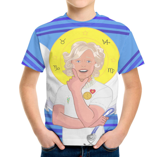 Kid´s T-shirt 2 GLOBAL FREEDOM UNITED© Archangel Gabriel Hebrew  Deep Blue