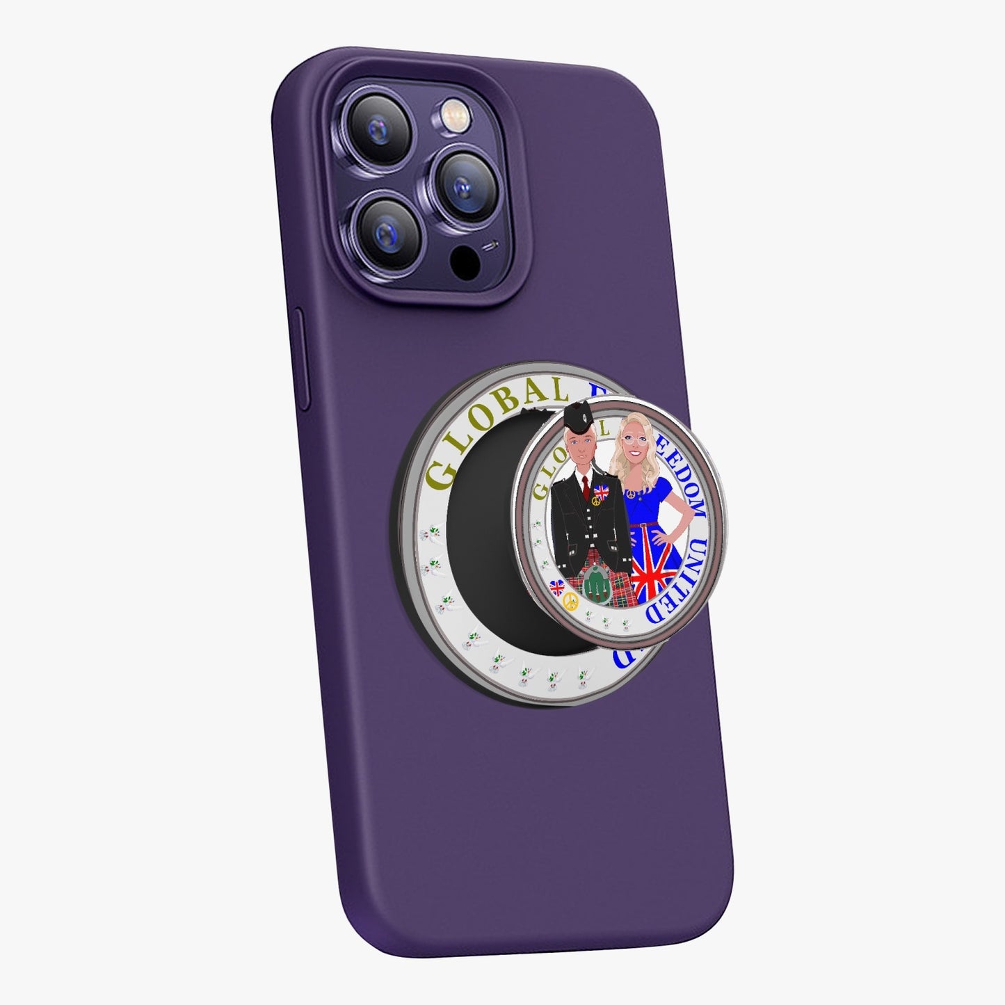 GLOBAL FREEDOM UNITED© Couple England Magnetic Collapsible Grip And Stand