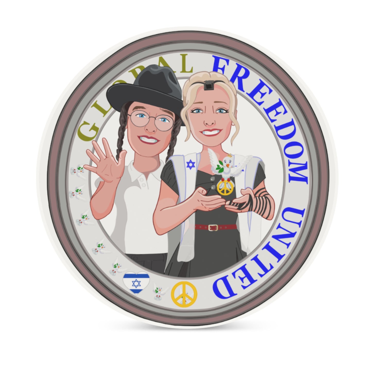 Ceramic Coasters Global Freedom United© Couple Israel