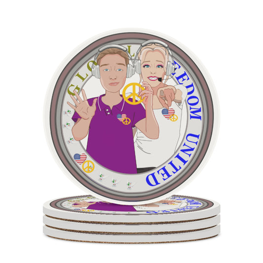 Ceramic Coasters Global Freedom United© Couple Usa Wight American