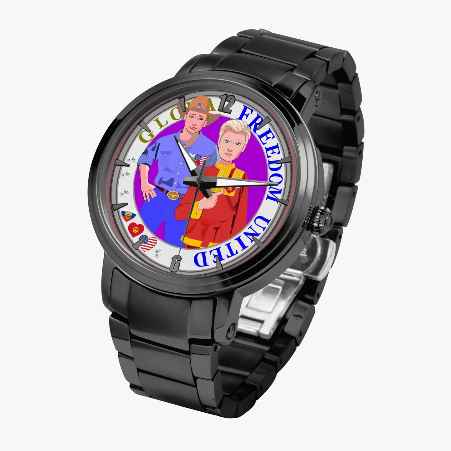 GLOBAL FREEDOM UNITED© New Steel Strap Automatic Watch (With Indicators) Men Russia & USA