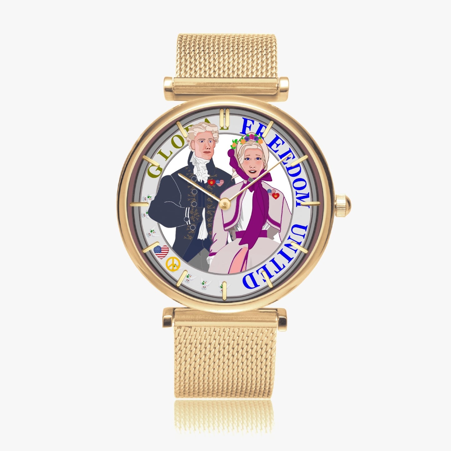 GLOBAL FREEDOM UNITED© Couple USA Georg Washington -  New Stylish Ultra-Thin Quartz Watch (With Indicators)