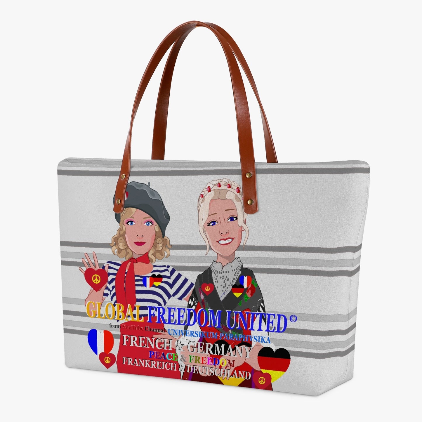 GLOBAL FREEDOM UNITED WOMEN FRENCH & GERMANY OLD PEACE GREY Classic Diving Cloth Tote Bag