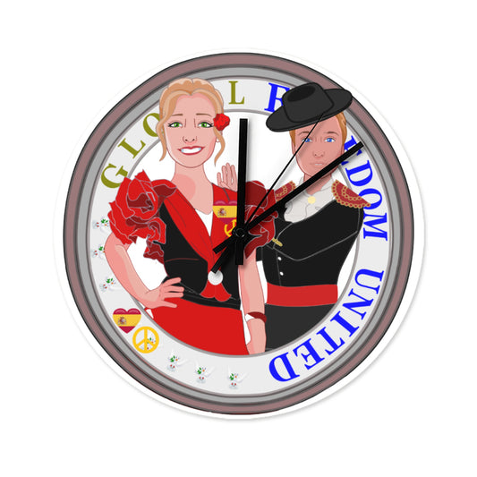 Wooden Wall Clock Without Scale GLOBAL FREEDOM UNITED© Couple Spain