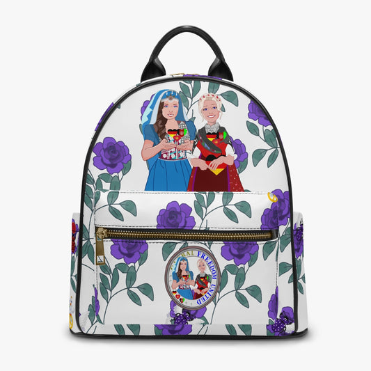 GLOBAL FREEDOM UNITED© Women Afghanistan & Germany Lilac Roses - All Over Printed PU Backpack