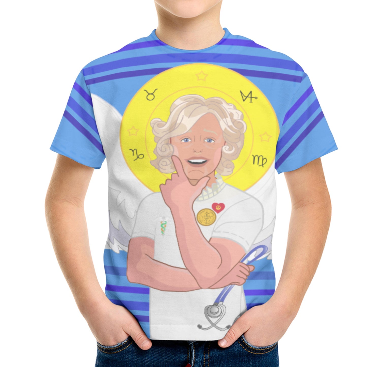 Kits T-shirt GLOBAL FREEDOM UNITED© Archangel Gabriel Arabic Deep Blue