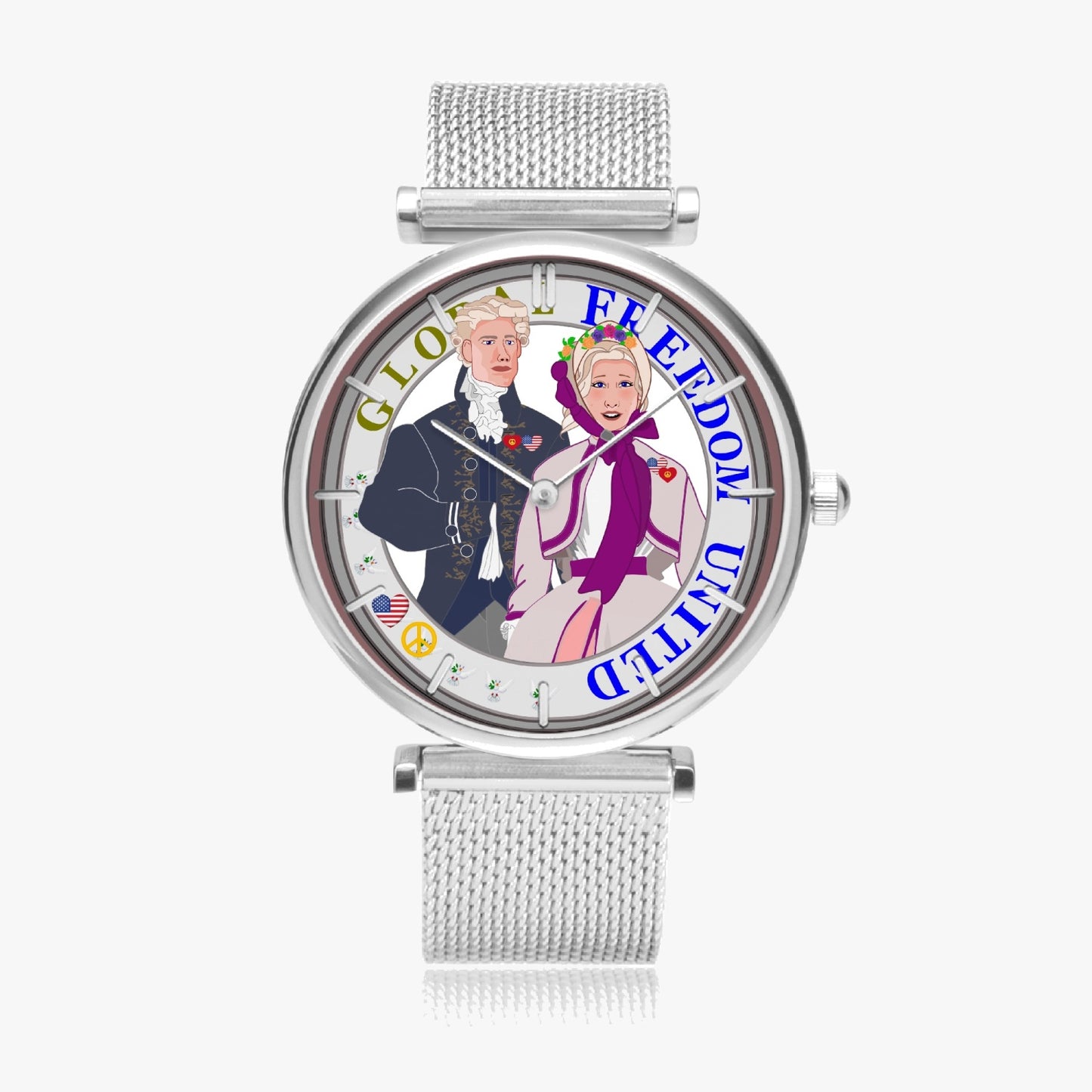 GLOBAL FREEDOM UNITED© Couple USA Georg Washington -  New Stylish Ultra-Thin Quartz Watch (With Indicators)