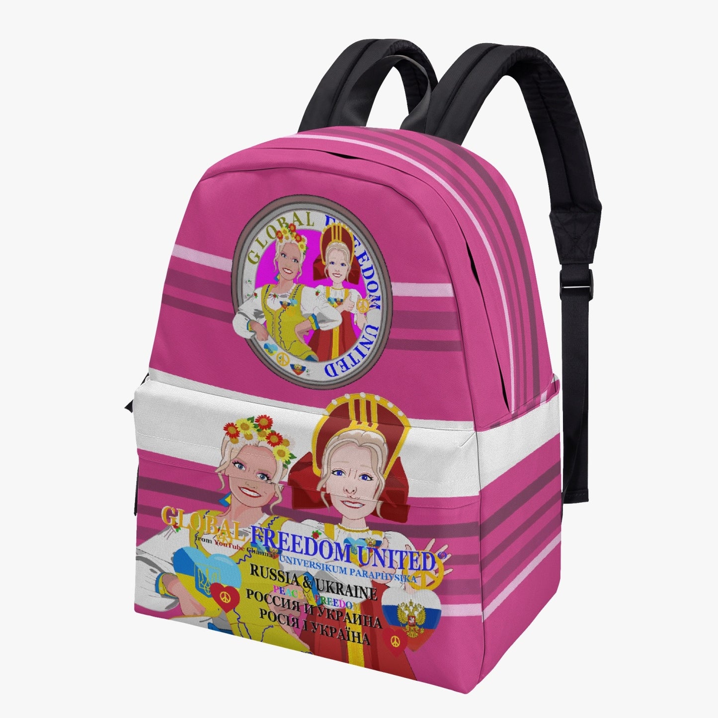 GLOBAL FREEDOM UNITED WOMEN UKRAIN & RUSSIA OLD PEACE PINK All-over-print Canvas Backpack