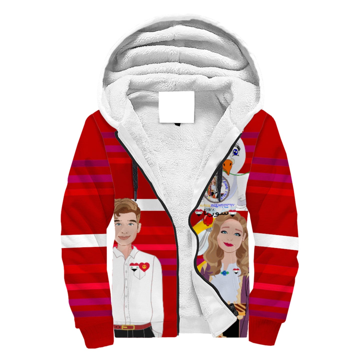 Plush Hoodie GLOBAL FREEDOM UNITED© Couple Syria Red