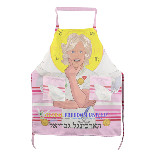 Apron GLOBAL FREEDOM UNITED© Archangel Gabriel Hebrew  Pink1