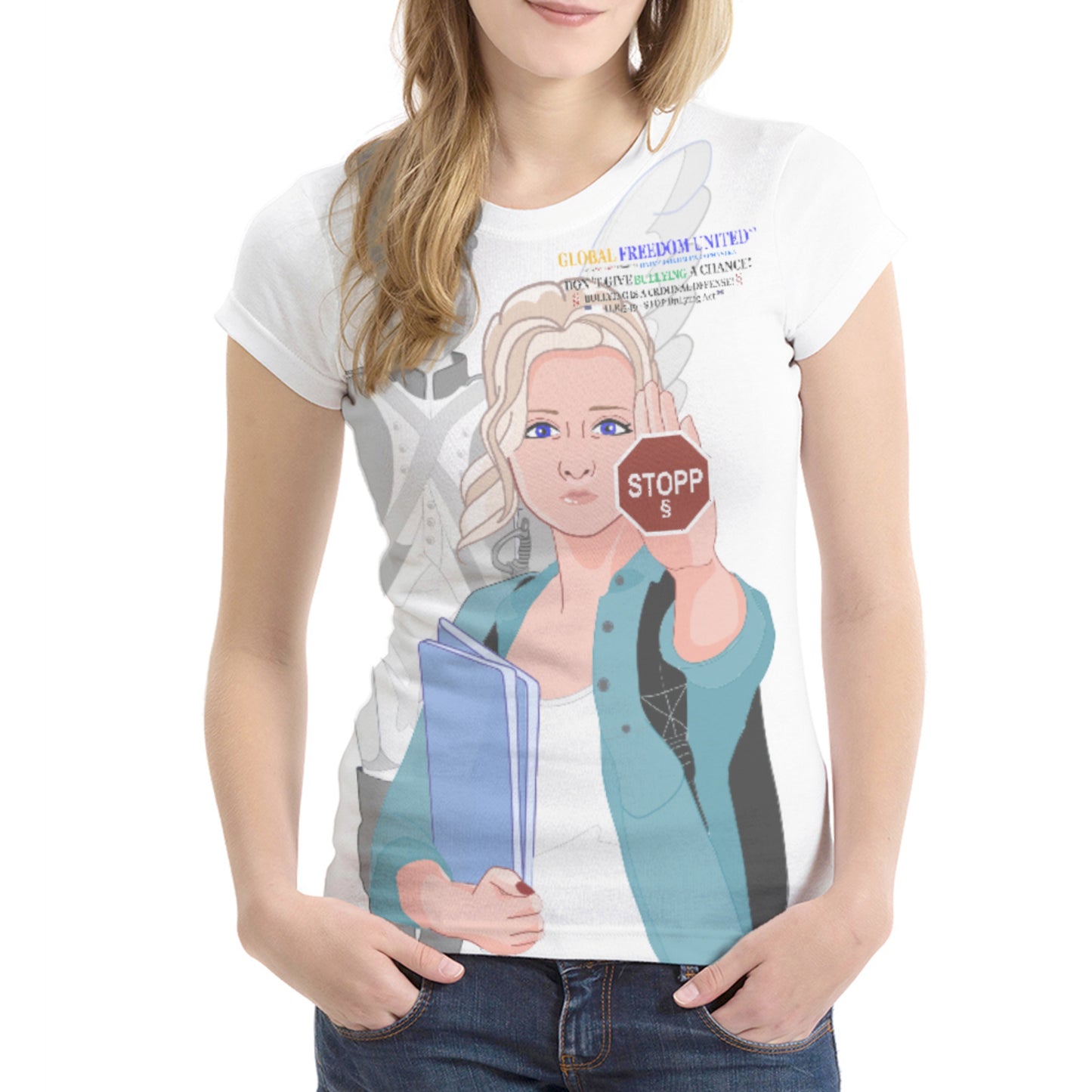 Women´s T-shirt 2 GLOBAL FREEDOM UNITED© Anti Bullying USA