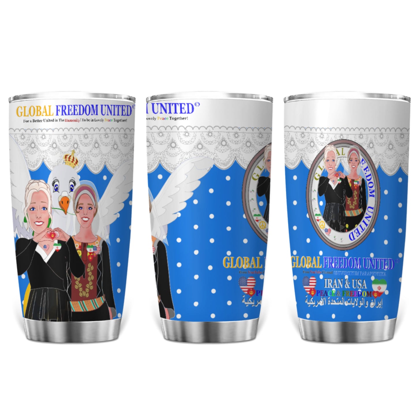 Tumbler GLOBAL FREEDOM UNITED© Women Iran & USA Blue