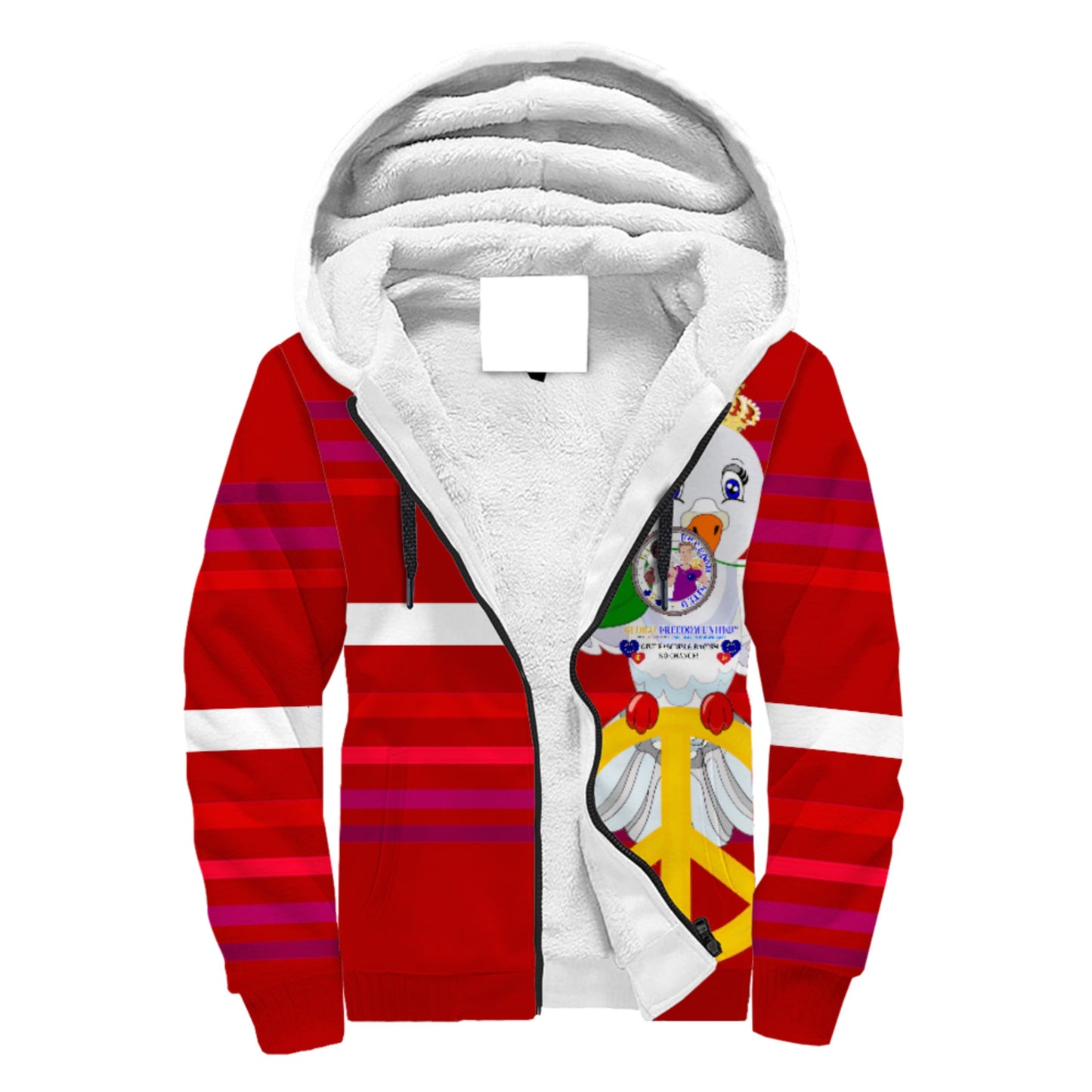 Plush Hoodie GLOBAL FREEDOM UNITED© Men Anti Racism & Fascism Red