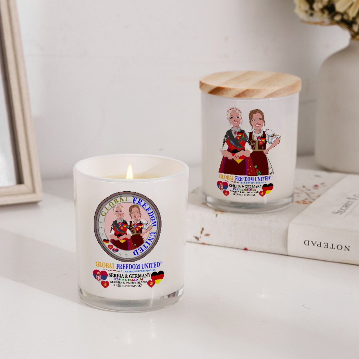 Scented Soy Candle GLOBAL FREEDOM UNITED© Women Serbia & Germany V1
