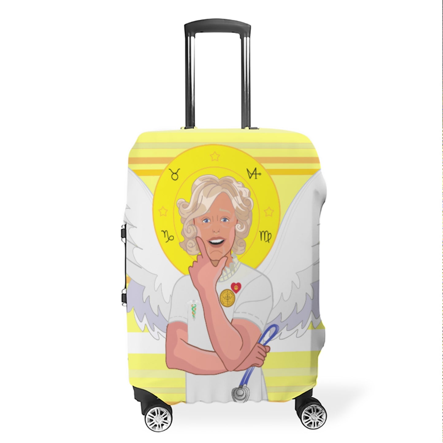 Luggage Cover GLOBAL FREEDOM UNITED© Archangel Gabriel Yellow