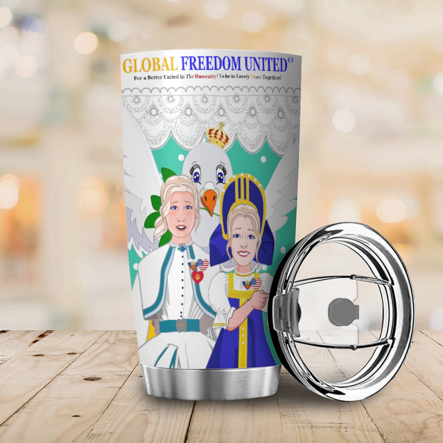 Tumbler GLOBAL FREEDOM UNITED© Women Russia & USA Green