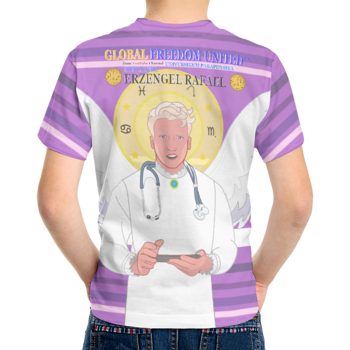 Kid´s T-shirt GLOBAL FREEDOM UNITED© Archangel Rafael German Lilac