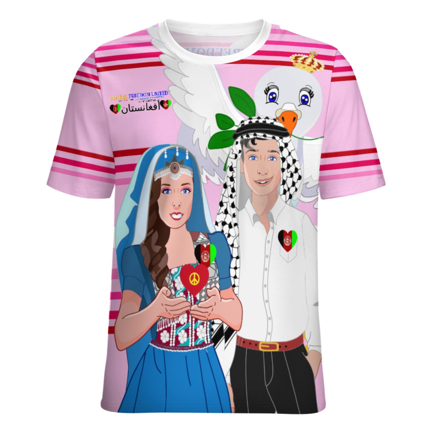 Women´s T-shirt 2 GLOBAL FREEDOM UNITED© Couple Afghanistan Pink 1
